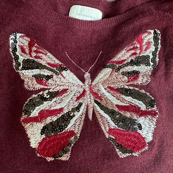 Springfield Knitwear Embroidered Butterfly Sweater Woman’s size Large - Picture 3 of 7